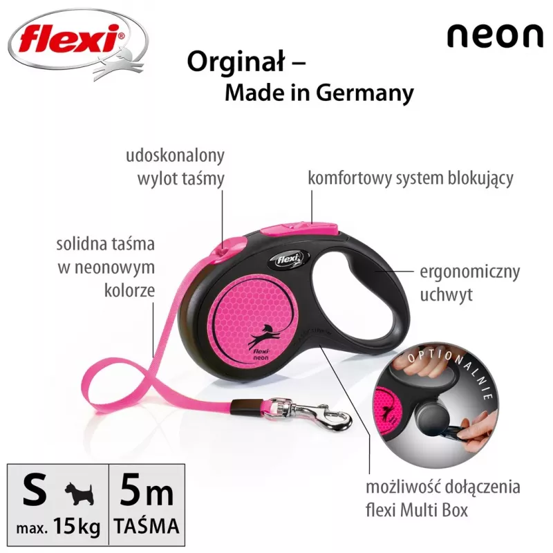 Flexi New Neon S 5 m automatyczna smycz dla psa