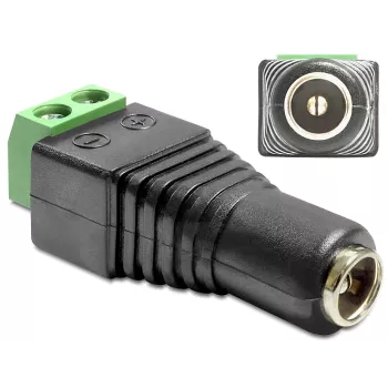 adapter złącza złącza DeLOCK 65485 DC 2.5 x 5.5 mm 2p Czarny Zielony