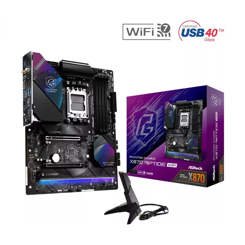 Płyta główna ASRock X870 Riptide WiFi — ATX, AMD X870, Socket AM5, DDR5, 4 DIMM, 256 GB, Wi‑Fi 7, 2.5GbE
