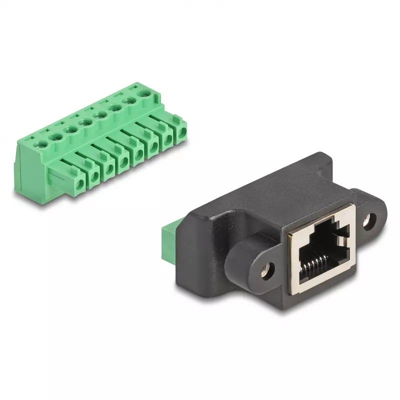 DeLOCK Przejściówka RJ45 do listwy zaciskowej 2-pinowa 66589 Czarno-Zielona