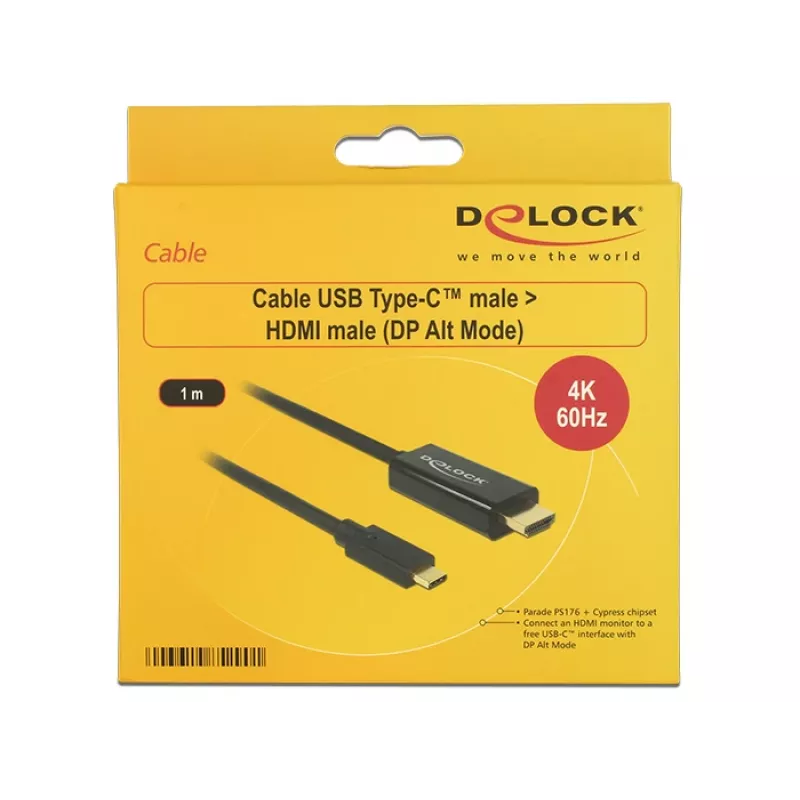 Kabel wideo DeLOCK 85290 USB Type-C do HDMI 1m Czarny
