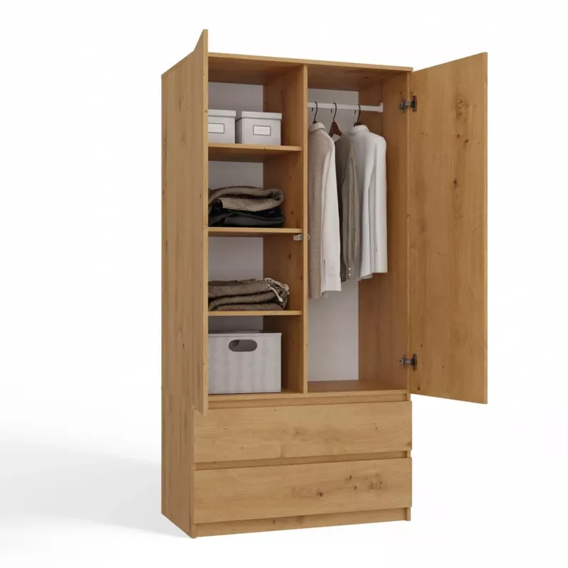 Topeshop SZAFA MALWA ART bedroom wardrobe/closet 5 shelves 2 drzwi(s) dąb