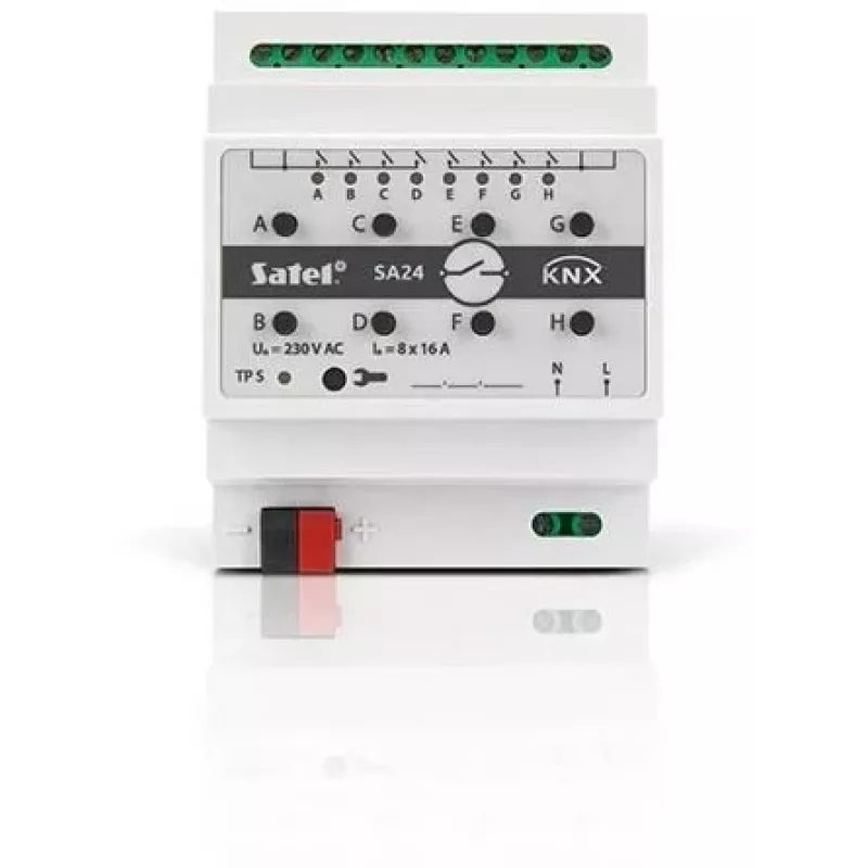Aktor przełączający Satel KNX-SA24 8 kanałów do montażu na szynie DIN 3680 W