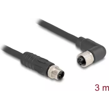 DeLOCK 80526 przewód czujnika/aktuatora 3 m RST M12 Czarny