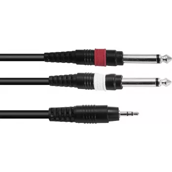 adapter kablowya audio Omnitronic 3,5 mm na 2×3,5 mm, 3 m, czarny