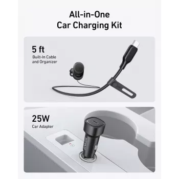 Bezprzewodowa magnetyczna ładowarka samochodowa Anker MagGo 15W — Magnetyczne szybkie ładowanie Qi 15W do smartfonów, czarna