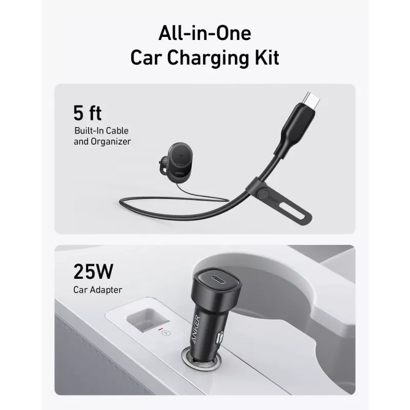 Bezprzewodowa magnetyczna ładowarka samochodowa Anker MagGo 15W — Magnetyczne szybkie ładowanie Qi 15W do smartfonów, czarna