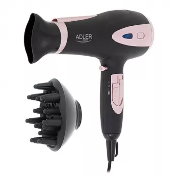 Adler | Suszarka do włosów | AD 2248b ION | 2200 W | Liczba ustawień temperatury 3 | Funkcja jonizacji | Dysza dyfuzor | Czarny/Różowy