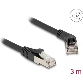 Kabel sieciowy DeLOCK RJ45 Cat.6A 45° kątowy na prosty 3m czarny