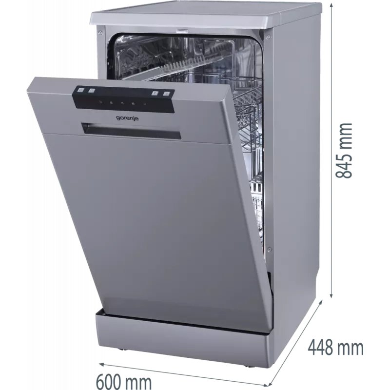 Gorenje GS522E10S Zmywarka, E, Wolnostojąca, Szerokość 45 cm, Liczba kompletów 10, Szary