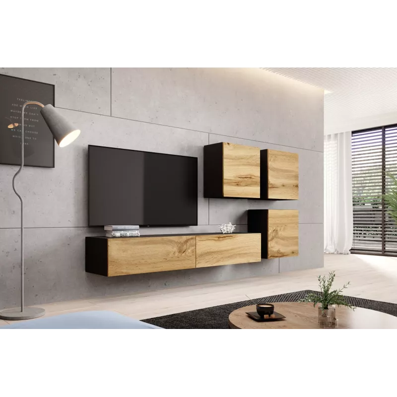 Cama TV Stand VIGO '180' 30/180/40 Czarny/wotan oak