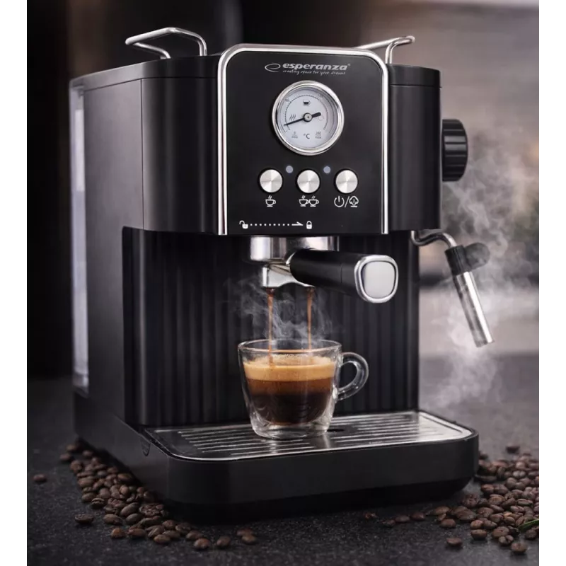 Ekspres do kawy ESPERANZA EKC010 — zbiornik na wodę 1,8 l, 850 W, 20 barów, wbudowany spieniacz mleka