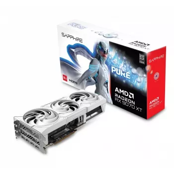 Karta graficzna Sapphire Radeon RX 9070 XT — 16 GB GDDR6, PCIe 5.0, 256-bit, 320 mm, 3-slotowa, biała