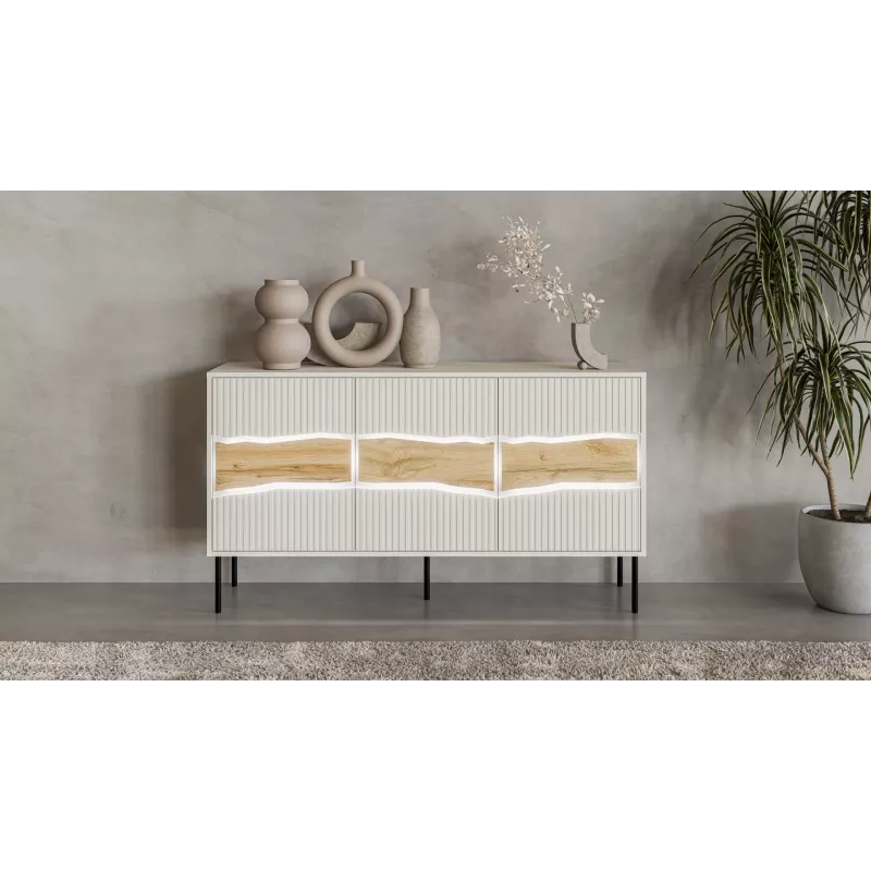 Komoda Cama Meble INSERTO 3D 143,5×40×80 cm — wykończenie kaszmir z LED