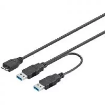 Wentronic Goobay USB 3.0 Dual Power SuperSpeed Cable, Czarny, 0,3 m - Wtyk USB 3.0 (Typ A) , Wtyk USB 3.0 (Typ A) > Wtyk micro USB 3.0 (Typ B) (95746)