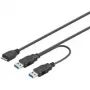 Wentronic Goobay USB 3.0 Dual Power SuperSpeed Cable, Czarny, 0,3 m - Wtyk USB 3.0 (Typ A) , Wtyk USB 3.0 (Typ A) > Wtyk micro USB 3.0 (Typ B) (95746)