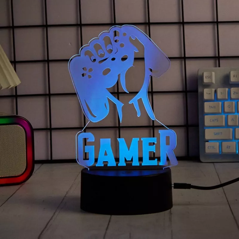 Lampa stołowa LED MANTA SNL122RGB RGB dekoracja świetlna 3D, zmieniająca kolory RGB, zasilana przez USB