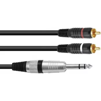 Kabel przejściowy stereo Omnitronic 2x RCA (Cinch) na 2x RCA, długość 1,5 m, model 30225223