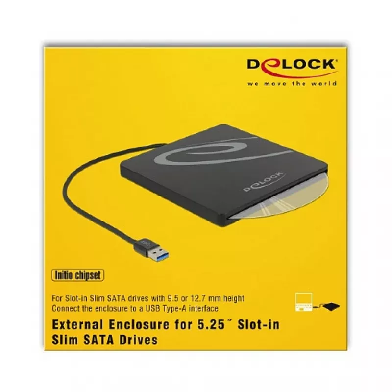 Obudowa ODD DeLOCK 42604 13.3 cm (5.25 cala) SATA III Czarna