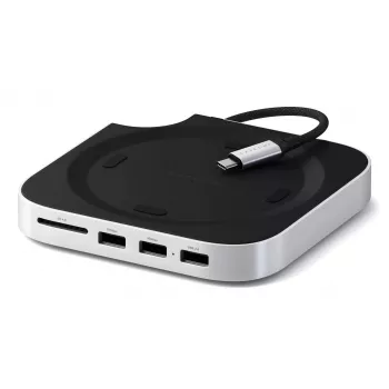 Satechi laptop dock/port replicator ST-GNMMES — przewodowy hub USB 3.2 Gen 2 Type-C, USB-A i SD, srebrny