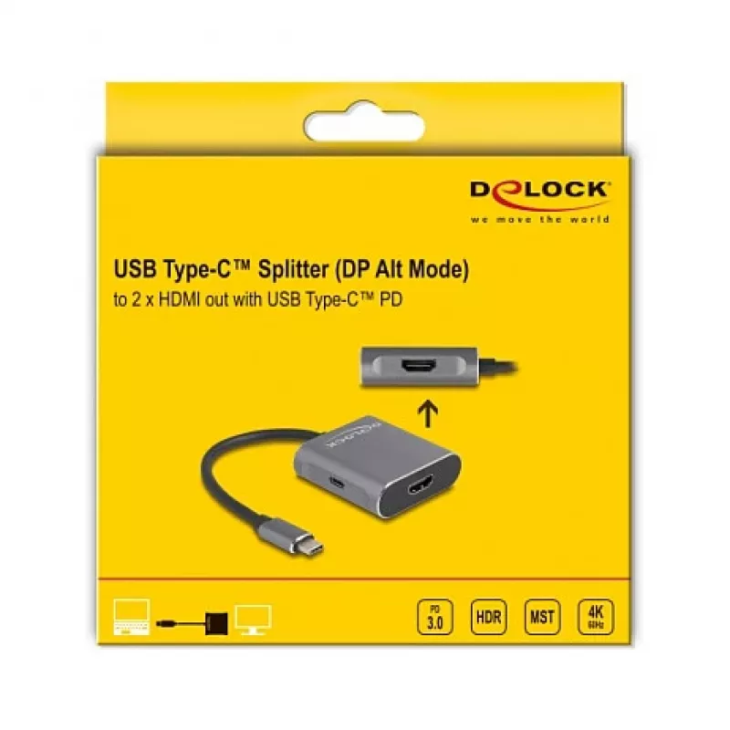 DeLOCK USB Type-C Splitter DP Alt Mode na 2 x HDMI MST 3840x2160