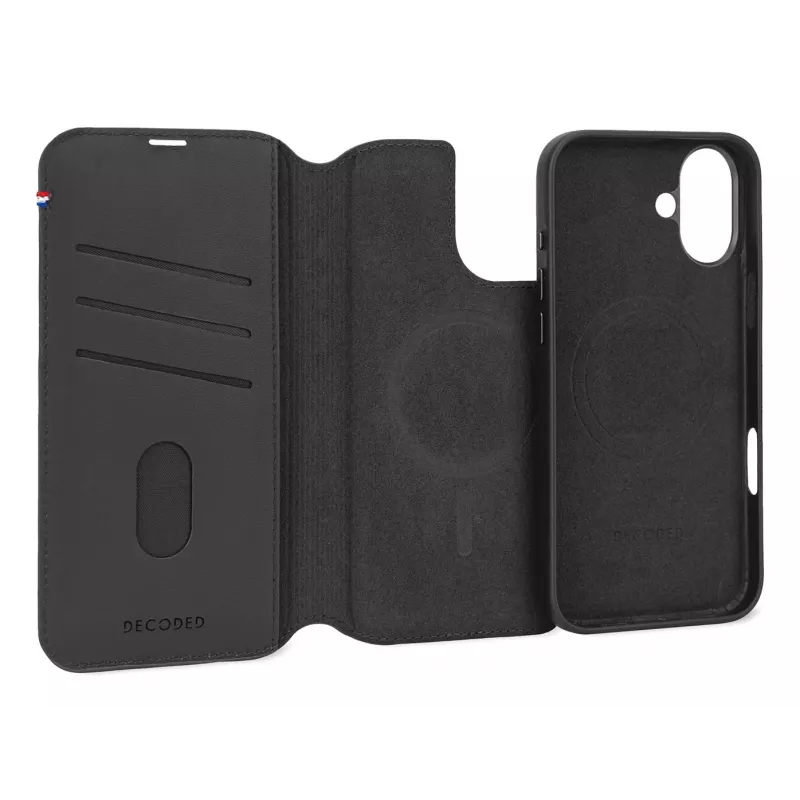 Etui skórzane do iPhone 16, czarne