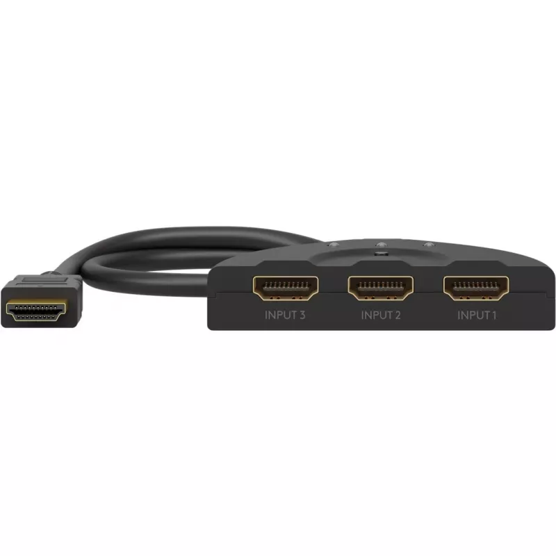 HDMI-Umschaltbox 3 to 1 (4K @ 60 Hz), przełącznik HDMI (czarny, kabel 55 cm)