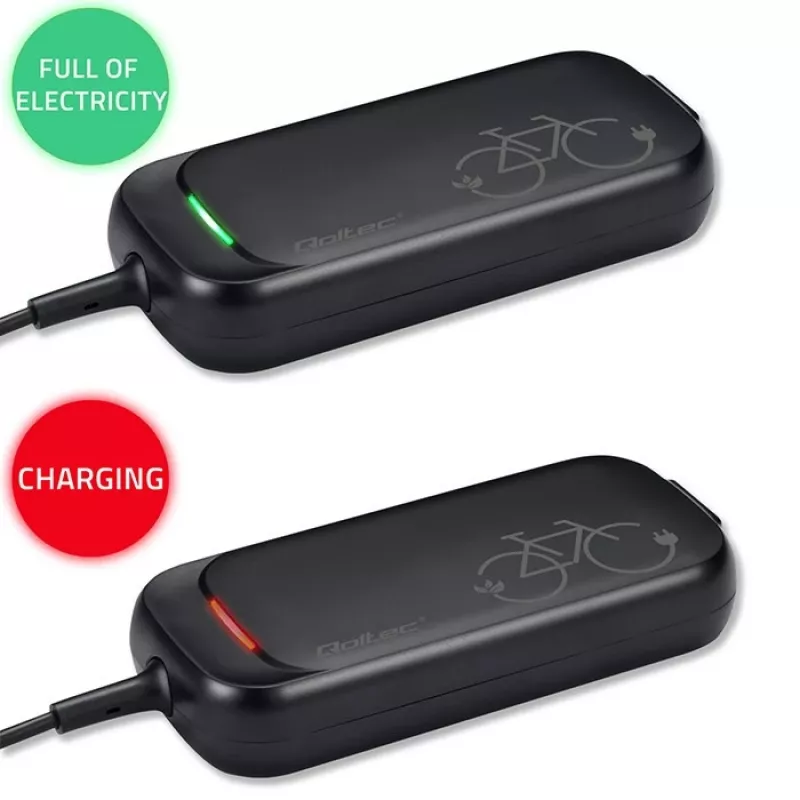 Qoltec Szybka Ładowarka do Hulajnogi Elektrycznej 36V | 42V | 2A | 5.5*2.5 | wodoodporna + kabel zasilający
