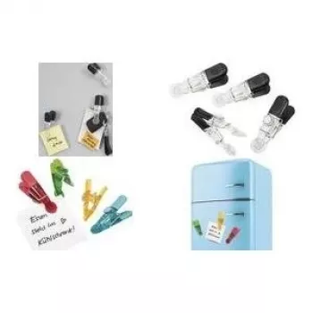 Zestaw 4 magnetycznych uchwytów WEDO Notiz-Magnethalter GLOSSY czarny/przezroczysty z klipsem