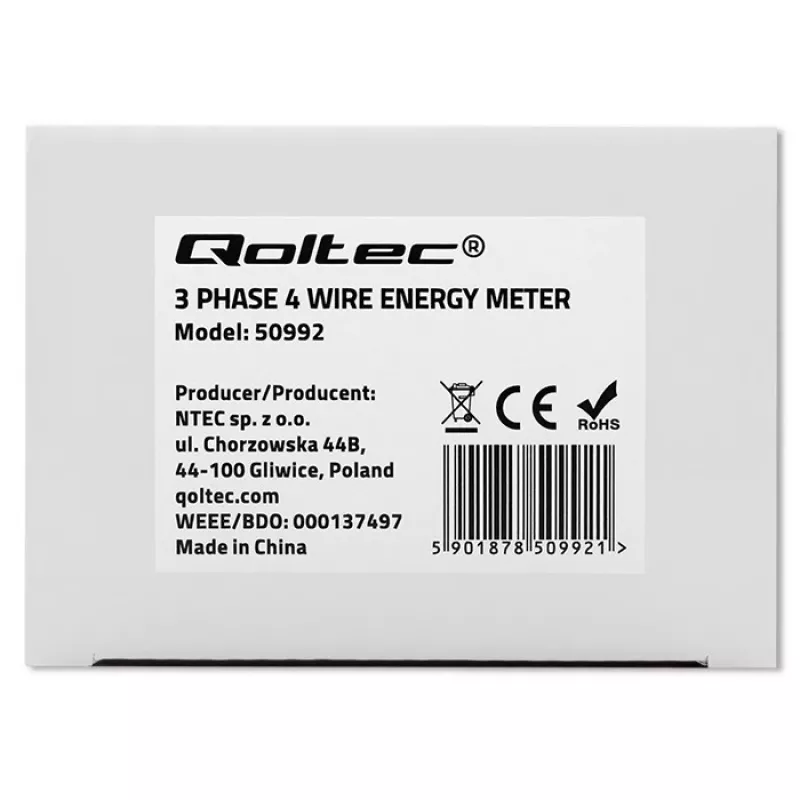 Trójfazowy licznik elektroniczny QOLTEC 50992 400V 100A