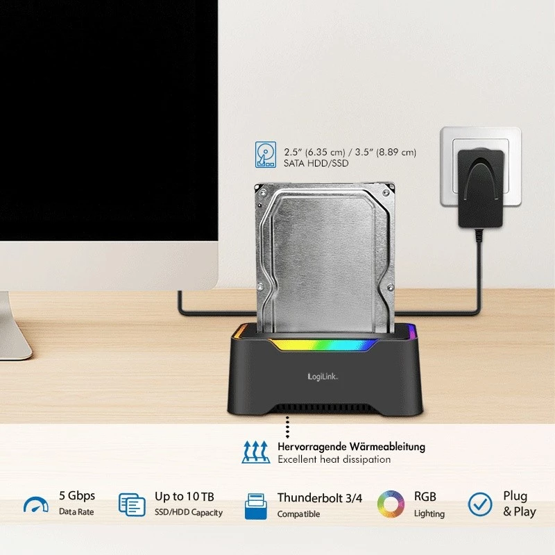 LogiLink HDD docking station LogiLink Quickport USB 3.2 1-Port for 2,5/3,5 SATA (QP0035)