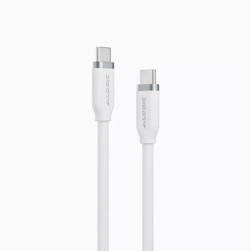 Alogic Elements Silicone 5A/240W Tie USB-C do C Męski Biały 2M (ELSI5U2CCWH2)