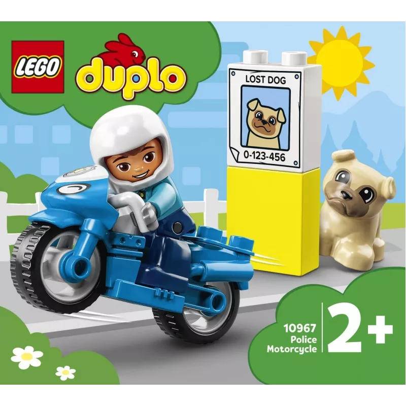 Zestaw do zabawy z motocyklem policyjnym LEGO Duplo Police 10967 z ruchomymi kołami i figurką policjanta