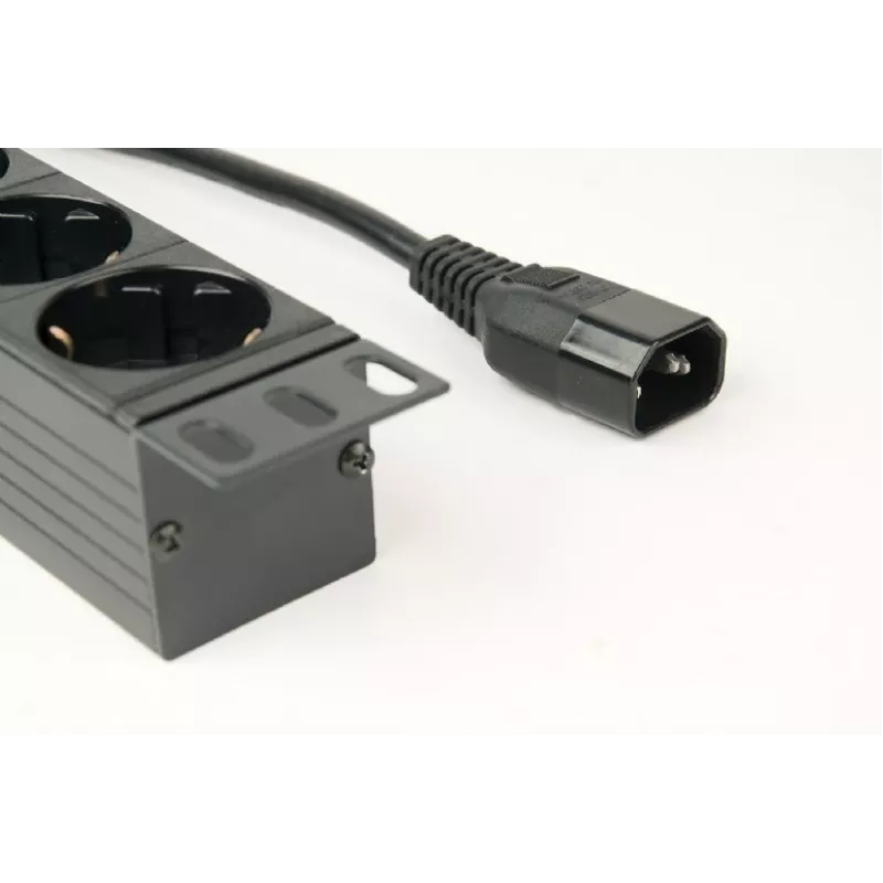 Jednostka dystrybucji zasilania GEMBIRD EG-PDU-014-C14, 8 gniazd AC, wejście C14, kabel 3 m, 1U, 3680 W, 10 A, aluminium, czarny