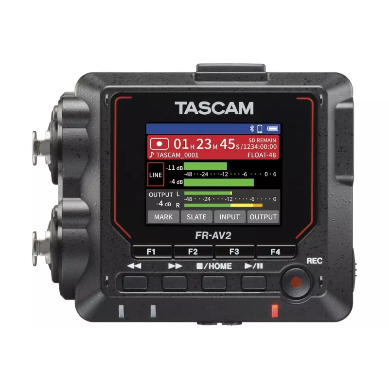Przenośny rejestrator audio Tascam FR2-AV — 2-ścieżkowy, 2 wejścia combo XLR, interfejs USB-C, 48–192 kHz, 24/32-bitowy, microSD do 512 GB