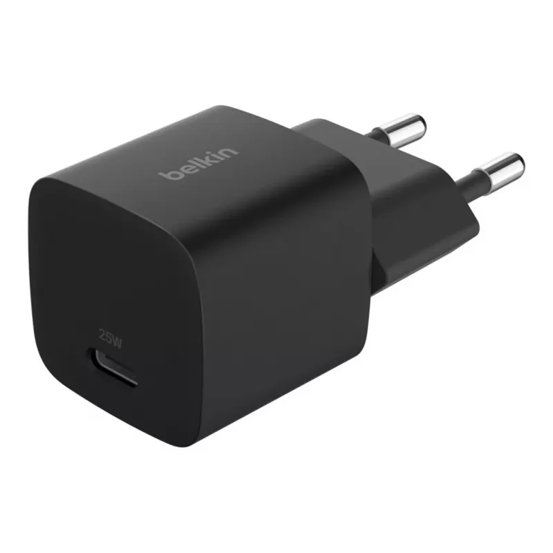 ładowarka USB-C Belkin BOOSTCHARGE 25W Power Delivery czarna – szybki zasilacz ścienny USB‑C PD 25W