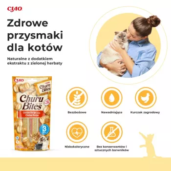 INABA Churu Bites zawijasy z kurczakiem – przysmaki dla kota – 3x10 g