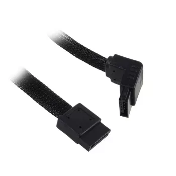 Kabel SilverStone SATA III 50 cm kątowy / prosty - w oplocie, czarny