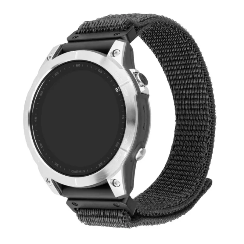 Nylonowy pasek sportowy FIXED QuickFit 22 mm do Garmin, ciemnoszary, nadgarstek 160–210 mm