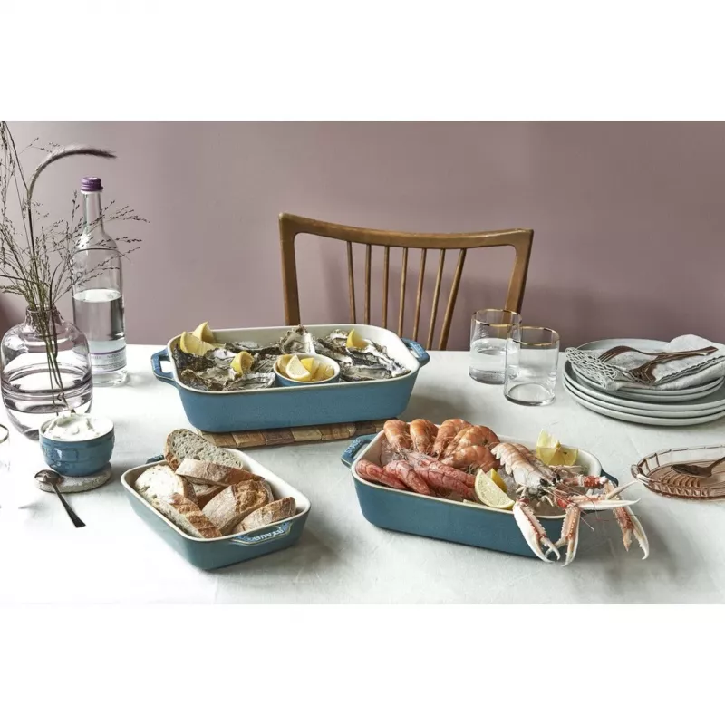 Staub 40508-172-0 Ceramiczny prostokątny zestaw do pieczenia, 3-częściowy, Antique Turquoise