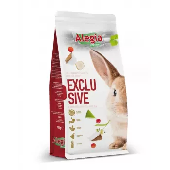 Sucha karma dla królików Alegia Exclusive 700 g — smak warzywny, białko 15,76%, włókno 16,3%