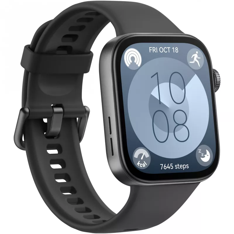 Huawei WATCH Fit 3 4,62 cm (1,82 inch) AMOLED 43,2 mm Cyfrowy 408 x 480 pikseli Ekran dotykowy Czarny Wi-Fi GPS (satelitarny)