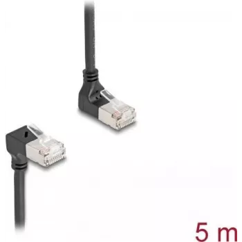 DeLOCK RJ45 Kabel sieciowy kat.6A S/FTP cienki 90° 5m Czarny