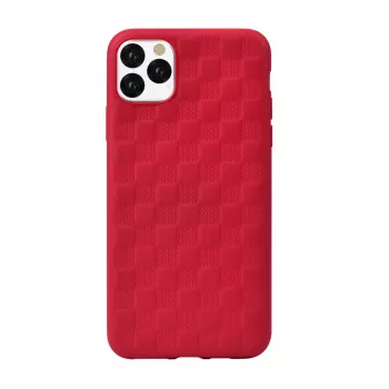 Miękki pokrowiec Devia Woven2 do iPhone 11 Pro Max — czerwone wzorzyste wykończenie tekstylne