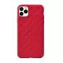 Miękki pokrowiec Devia Woven2 do iPhone 11 Pro Max — czerwone wzorzyste wykończenie tekstylne