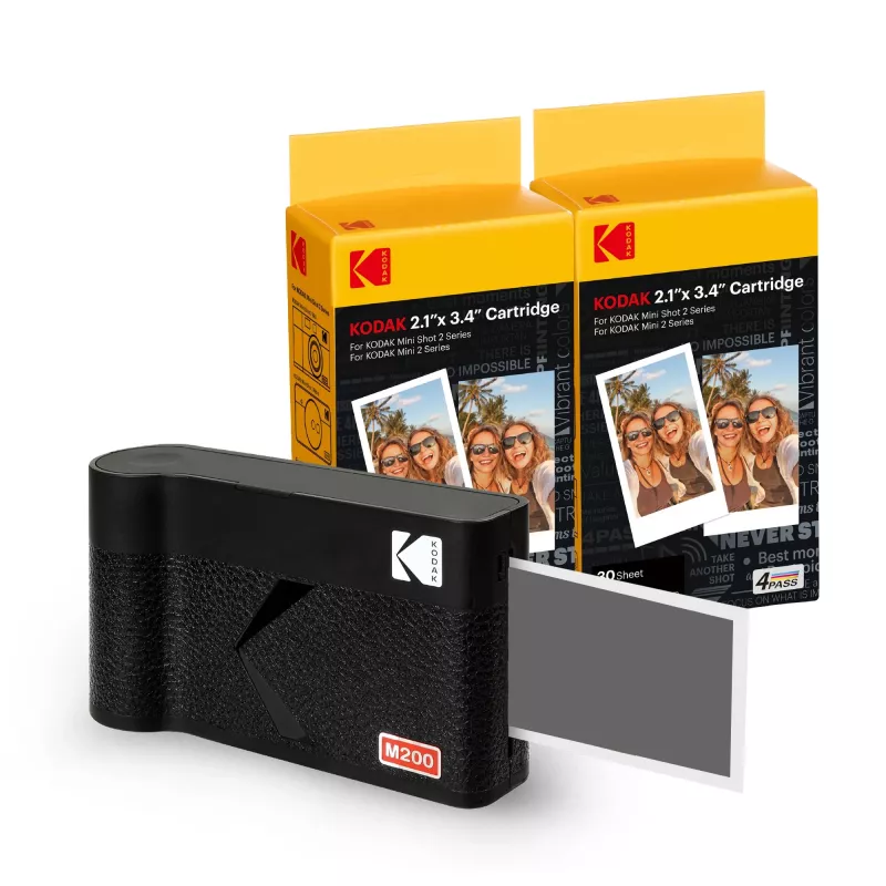 Aparat natychmiastowy Kodak Mini 2 Era Czarny — kompaktowy aparat do natychmiastowego drukowania zdjęć, drukowanie w kolorze