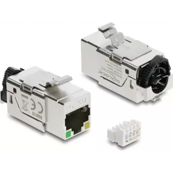 Moduł Keystone DELOCK 86610 — płaski, stal nierdzewna, RJ-45, 16,4×37,5×22 mm