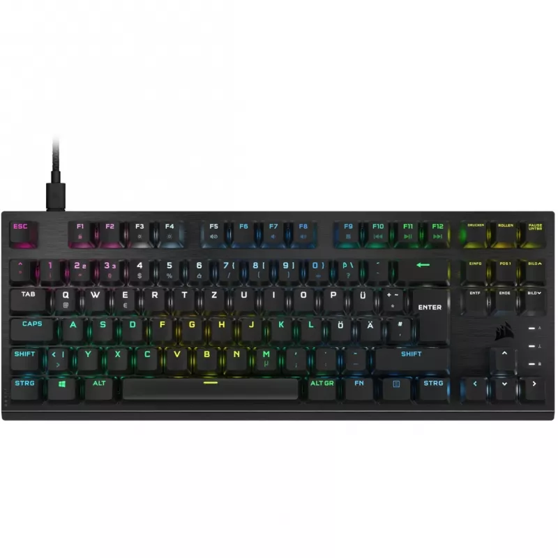 Corsair K60 PRO TKL optyczno-mechaniczna klawiatura gamingowa, przełączniki OPX, RGB, czarna
