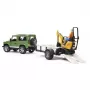 Pojazd zabawkowy BRUDER Land Rover Defender z przyczepą CAT i figurą