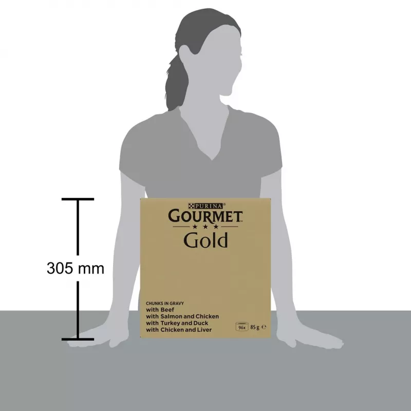 Wielopak mokrej karmy dla kotów Purina Nestlé GOURMET Gold Kawałki w sosie — 96 x 85 g, 8,16 kg, mieszanka 4 smaków